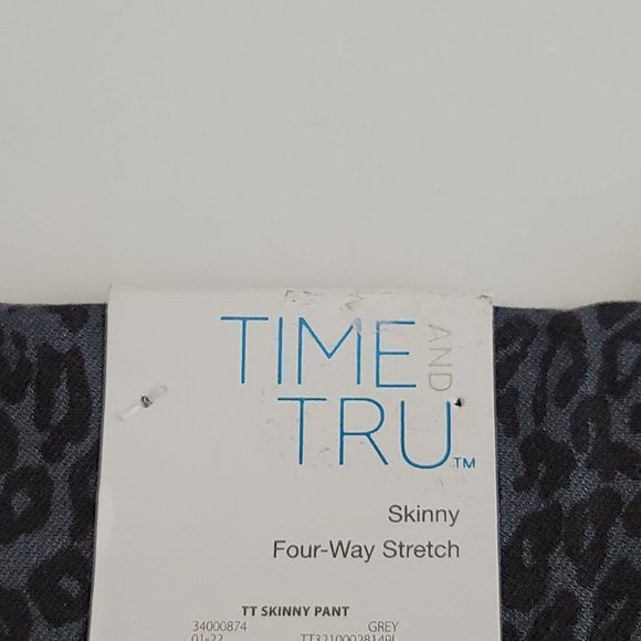 TIME AND TRU Leopard Print Casual Career Stretch Skinny Pants sz 20 Gray Black - Picture 9 of 13